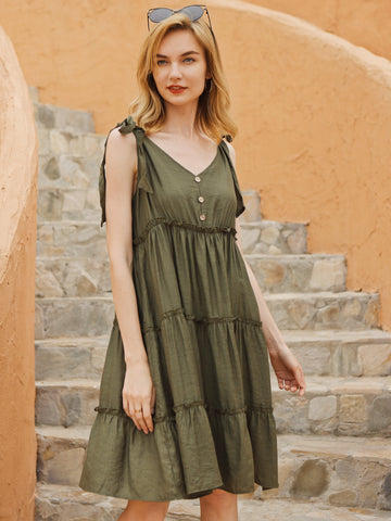 Moss Rose Breezy Tie Shoulder Dress